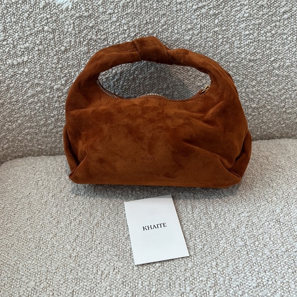 KHAITE Handbags - NWT Khaite Beatrice Small Knot Suede Bag